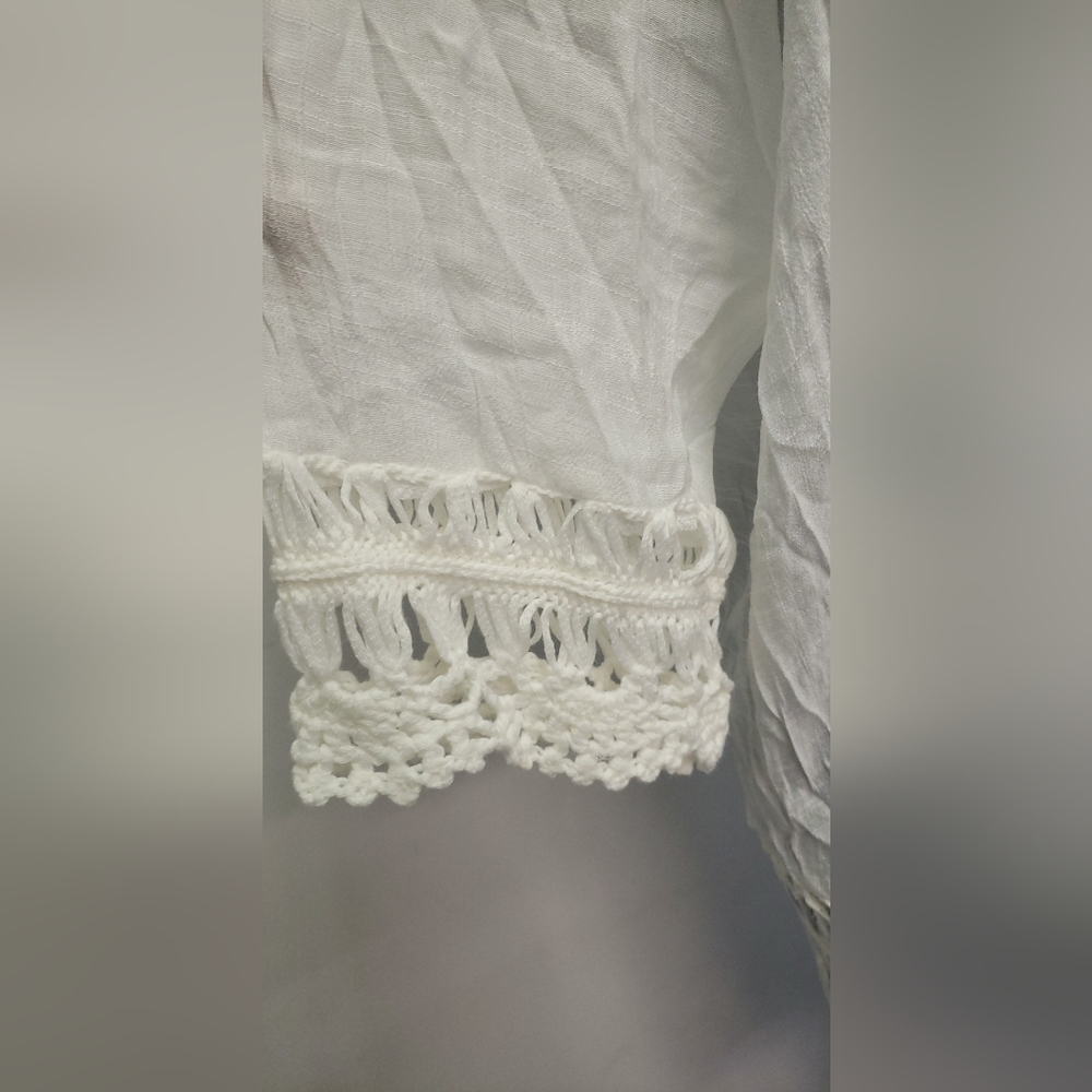 NWOT Boho Crochet Fringe Hem Cover Up Dress White large - Picture 10 of 12